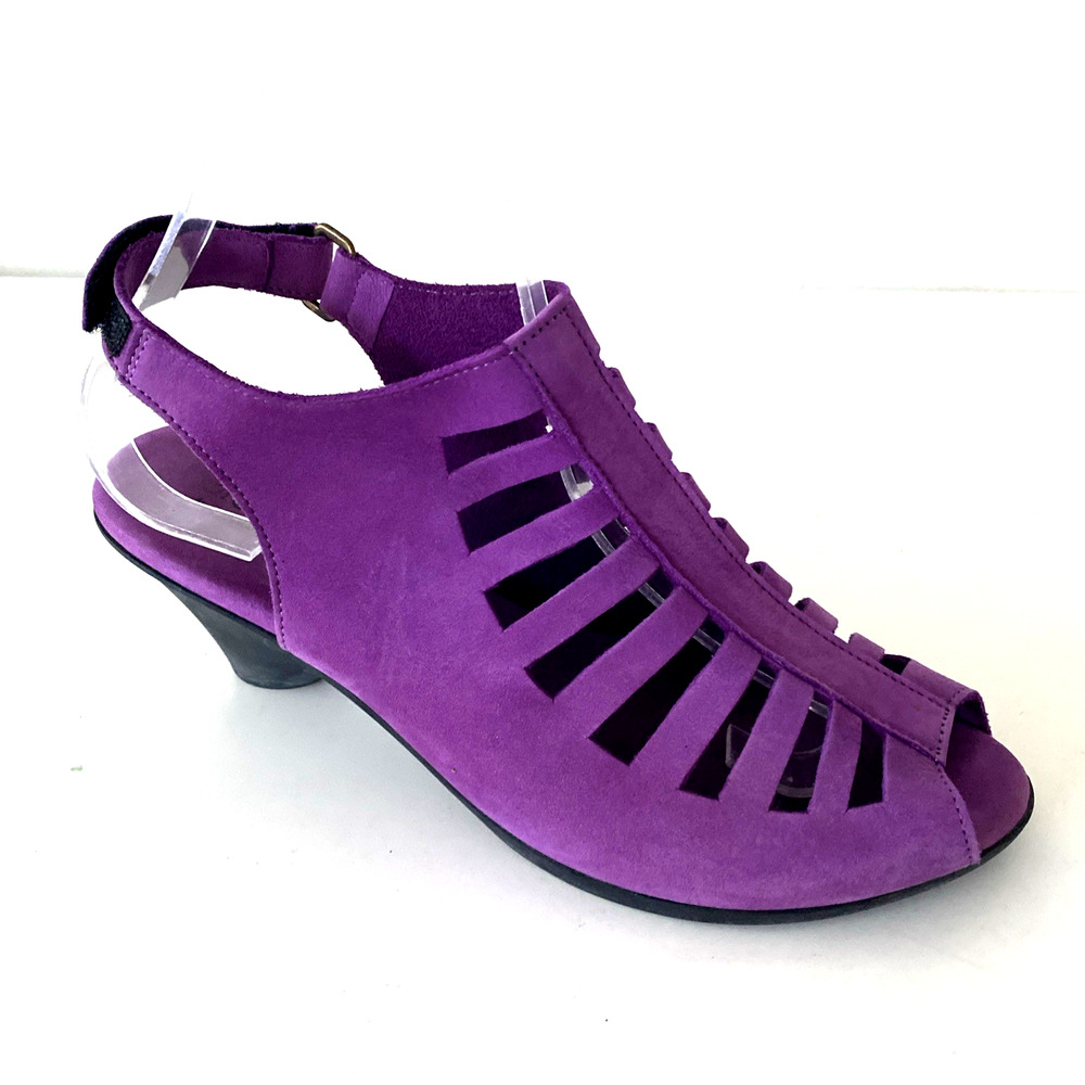 Arche Exor Sandal Purple Slingback Peep Toe Nubuck Suede cut out 10 US 41EU